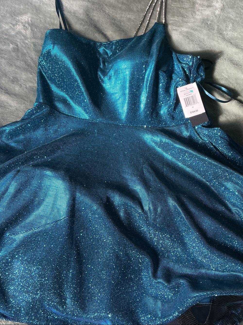 Style & Co. Sparkling Teal Asymmetric Strap Dress